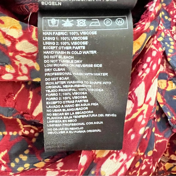 BA&SH Jupe Galia midi skirt Large draped batik floral print Ruffle Career New O8 - Picture 8 of 8